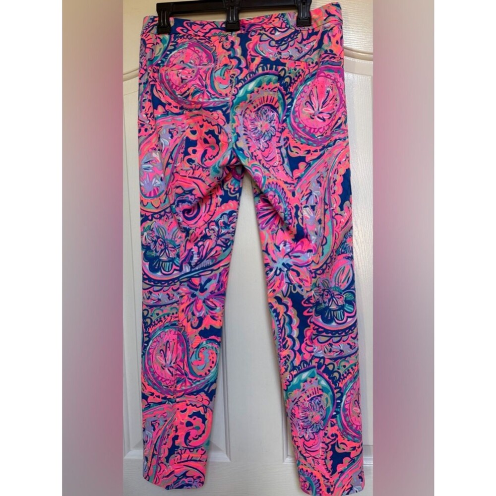 Lilly Pulitzer Print Pants Pink Blue Size 6 Slim Straight Ankle Preppy Resort - Picture 7 of 9